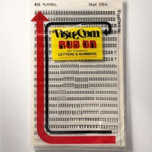 RARE Retro Rub On Dry Transfer Letters & Numbers junk journal or mixed Media Art